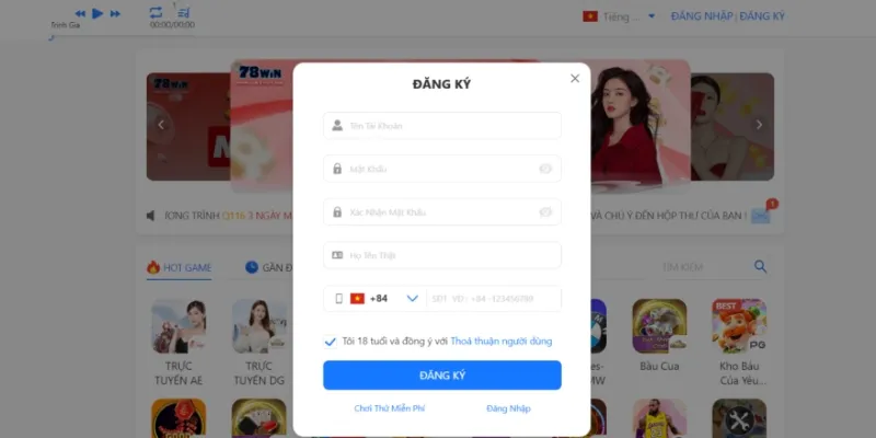 Hướng dẫn đăng ký tài khoản 78win như thế nào?